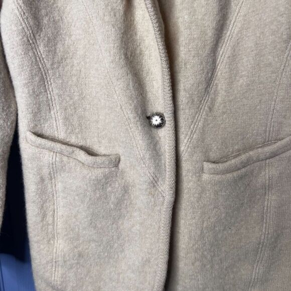 IB Diffusion Cream 100% Boiled Wool Shawl Collar Cardigan Jacket Size Medium - Picture 5 of 10